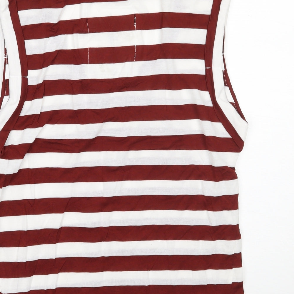 Select Womens Brown Striped Basic T-Shirt Size 12
