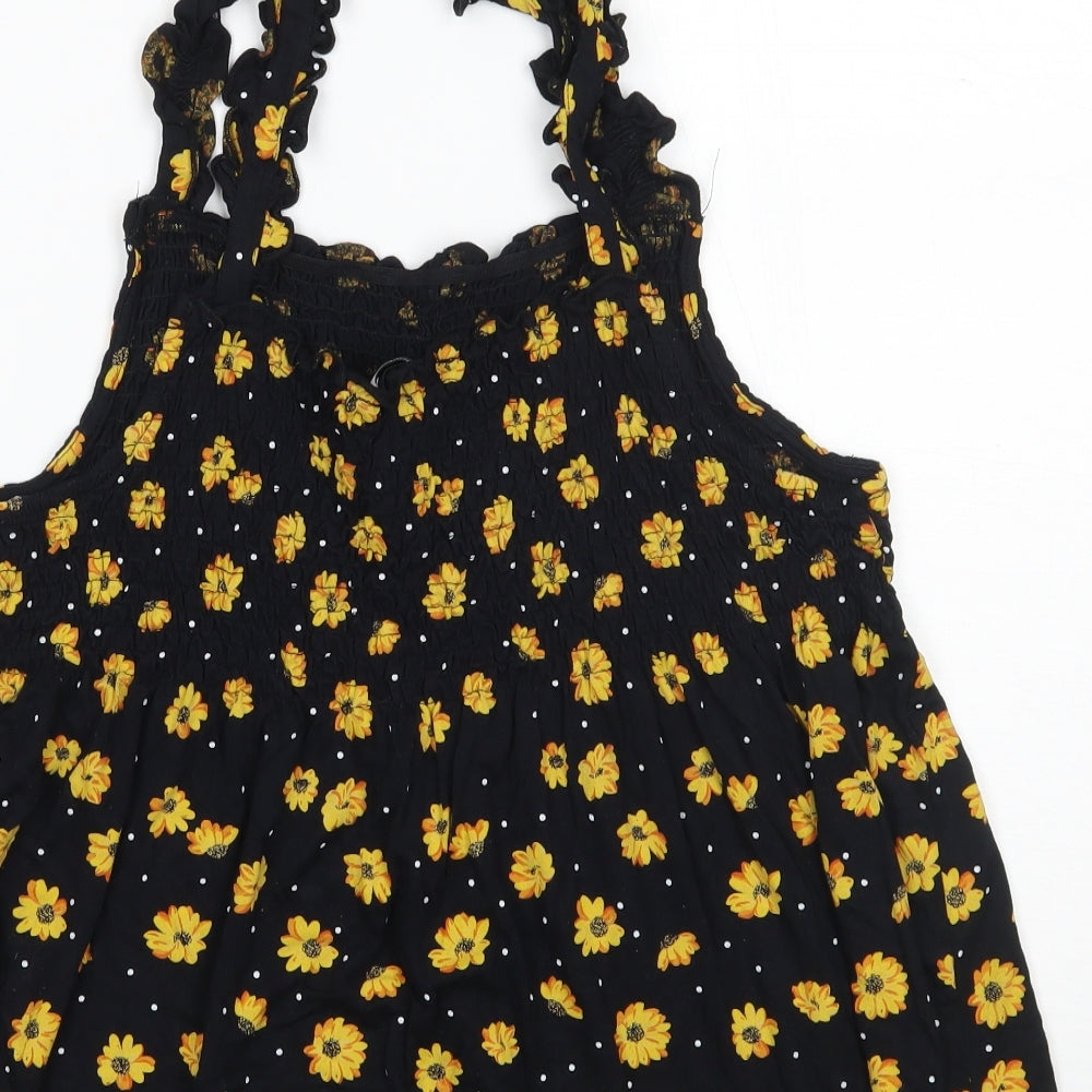 TU Womens Black Floral Cropped T-Shirt Size 16