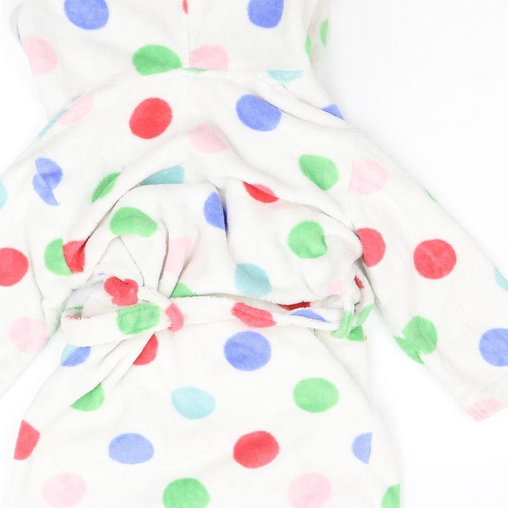 John Lewis Girls White Polka Dot Fleece Gown Size 6 Years