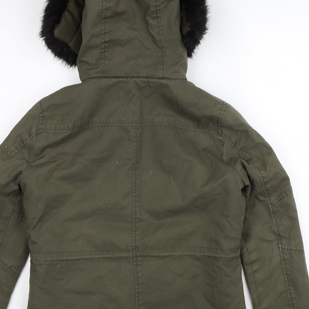 Topshop Womens Green Parka Jacket Size 6