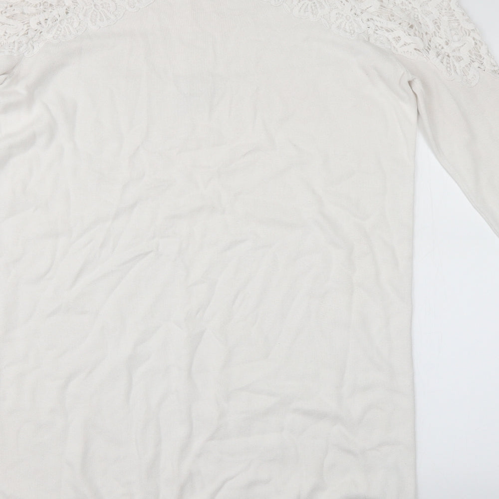 ASOS Womens White Floral Pullover Jumper Size 12