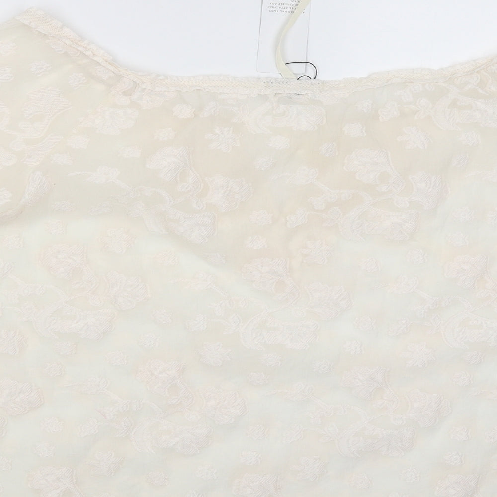 SHEILAY Womens White Floral Basic Blouse Size XL