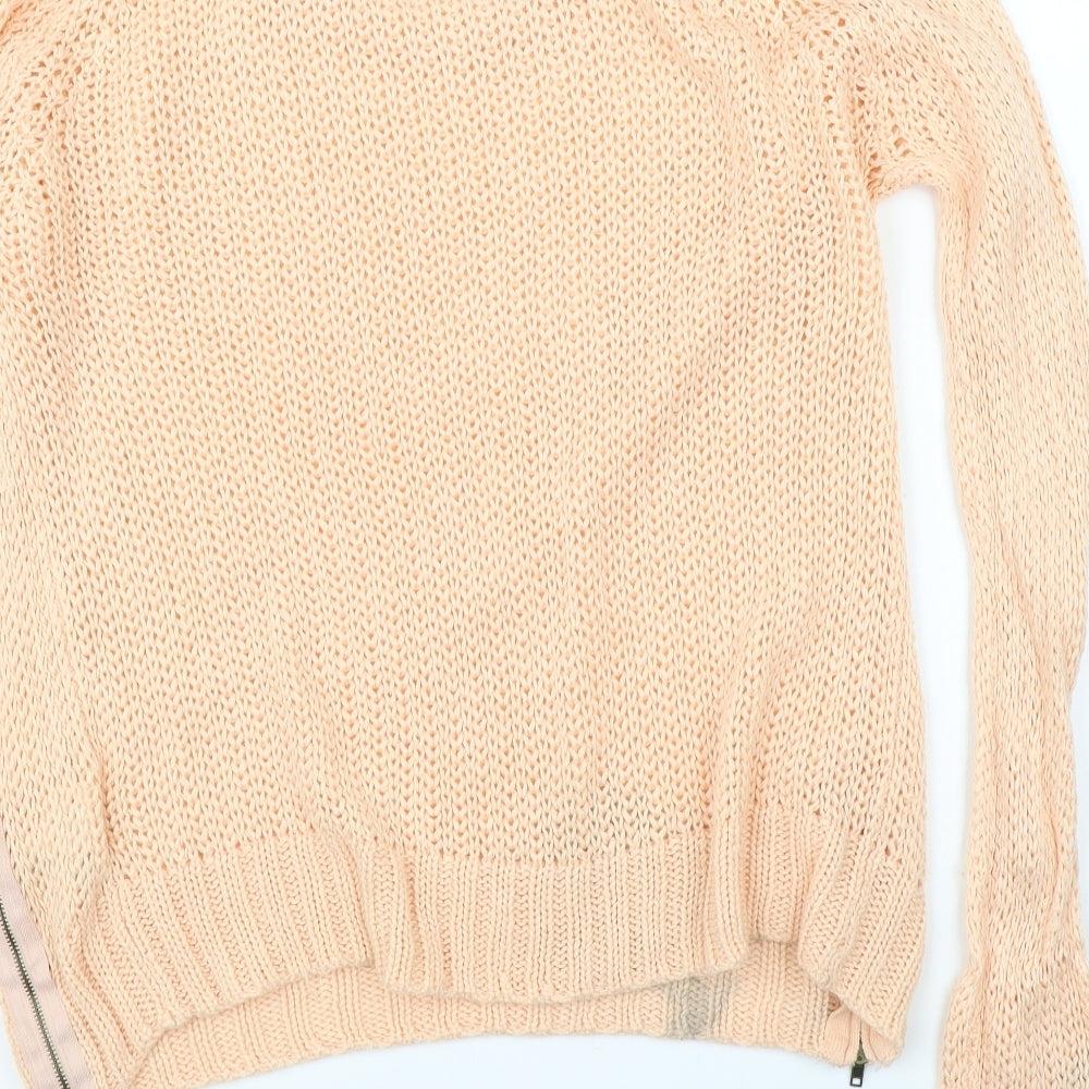 Miso Womens Orange Knit Pullover Jumper Size 14