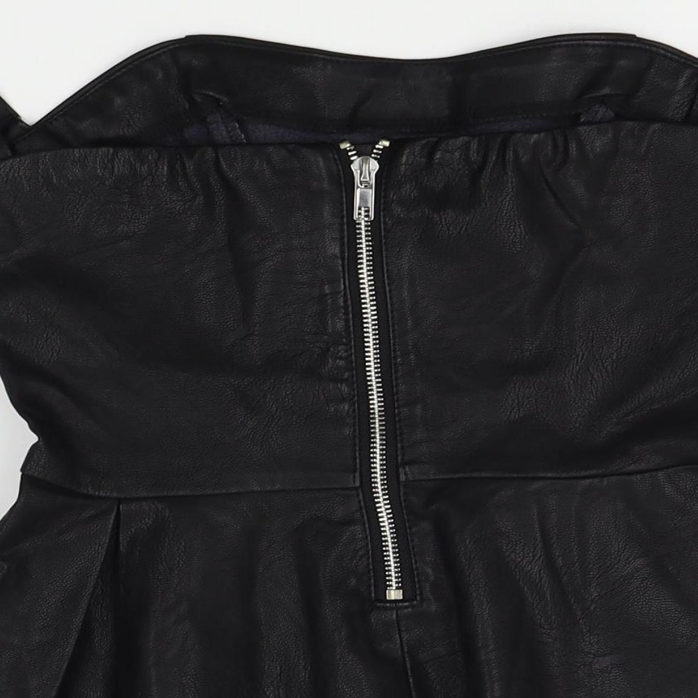 Missguided Womens Black Basic Blouse Size 6 - faux leather