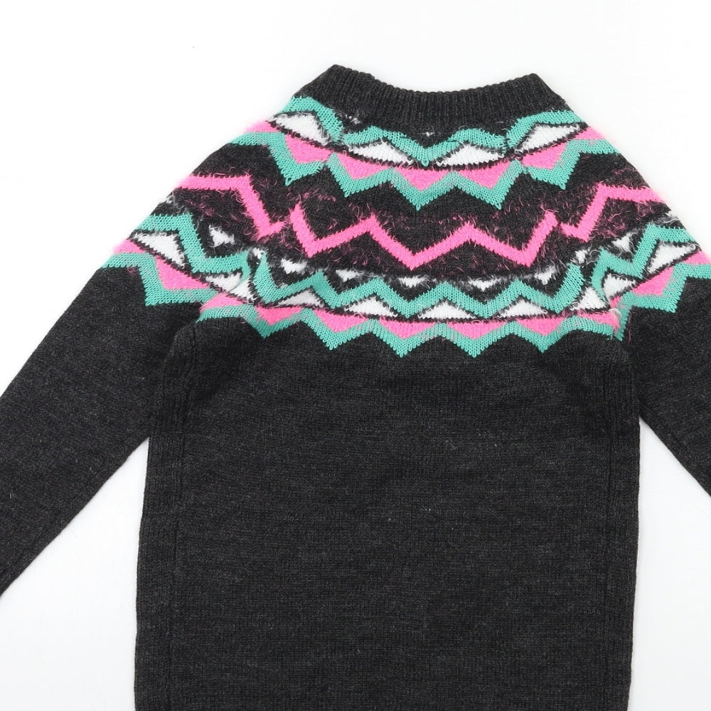Matalan Girls Grey Knit Pullover Jumper Size 6 Years
