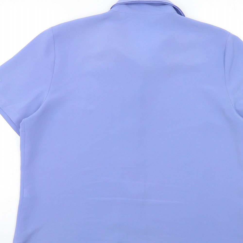 EWM Womens Blue Basic Button-Up Size 12
