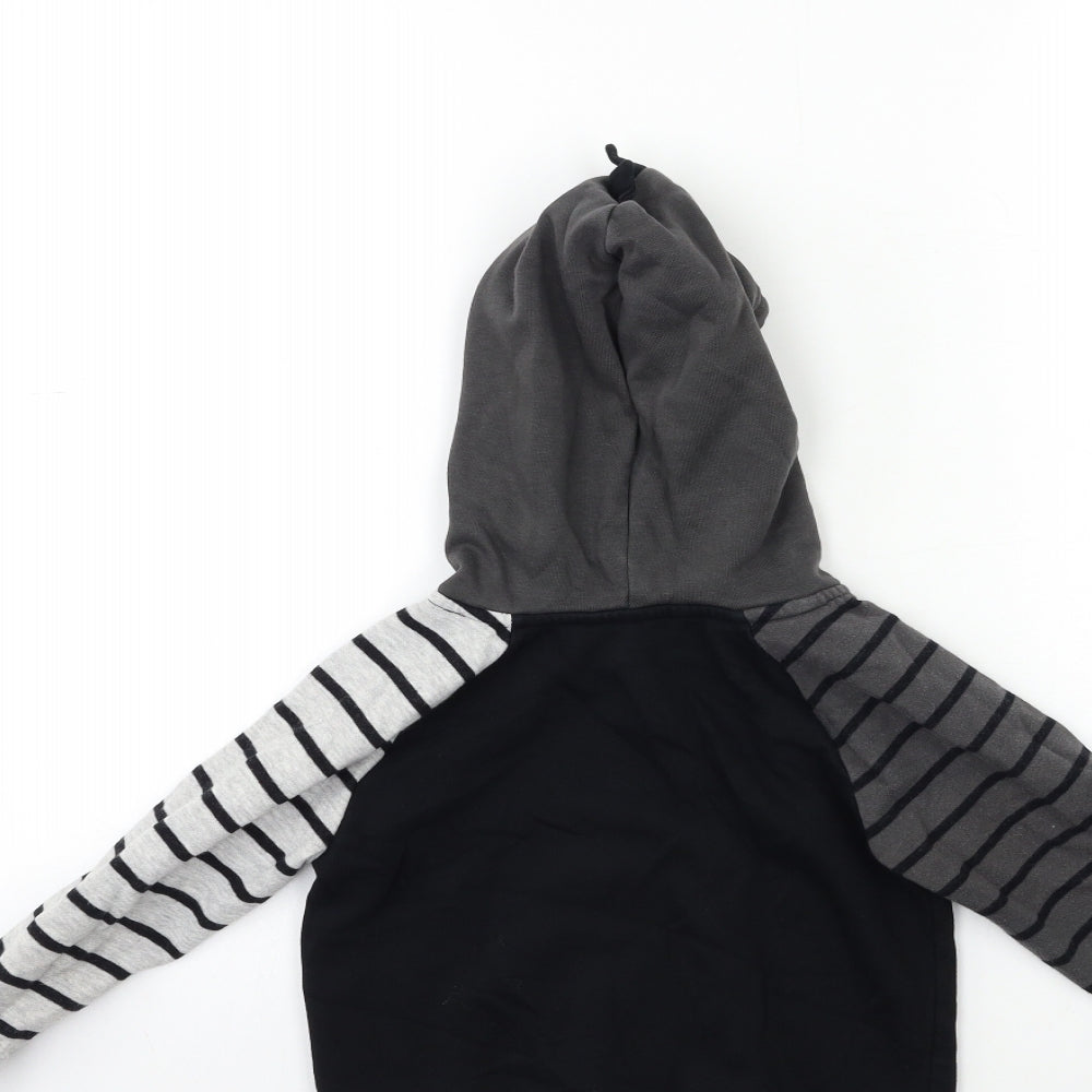 George Boys Black Striped Pullover Hoodie Size 3-4 Years