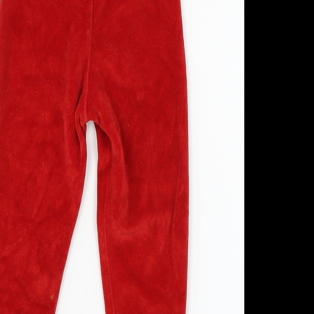 M&Co Girls Red Velour Capri Pyjama Pants Size 2-3 Years