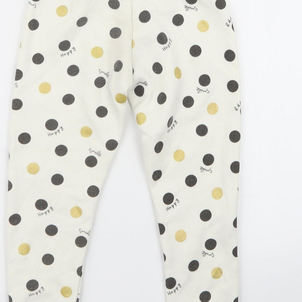 Primark Girls White Polka Dot Jogger Trousers Size 2 Years