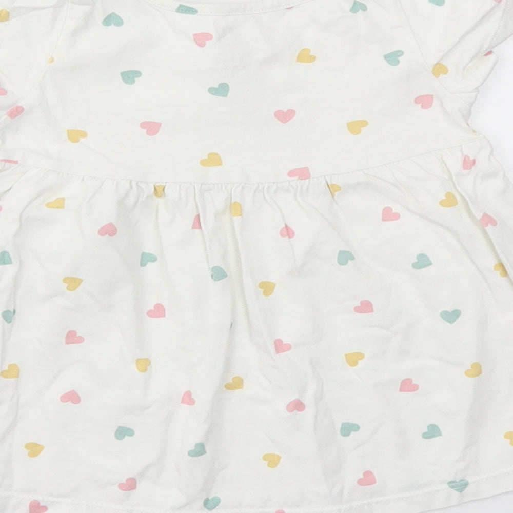 H&M Girls Multicoloured Geometric Basic T-Shirt Size 3-6 Months