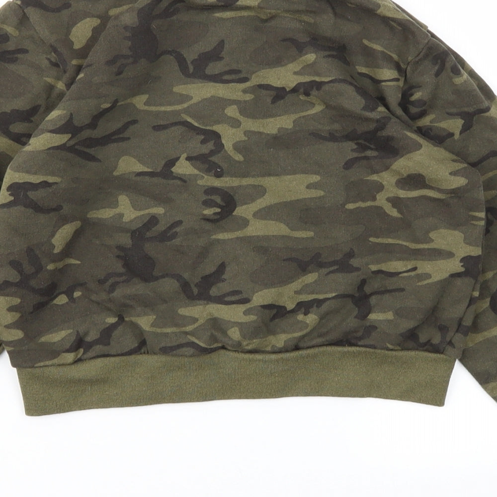 M&Co Girls Green Camouflage Full Zip Jumper Size 11 Years