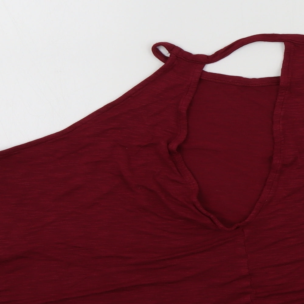 H&M Womens Red Colourblock Basic T-Shirt Size M