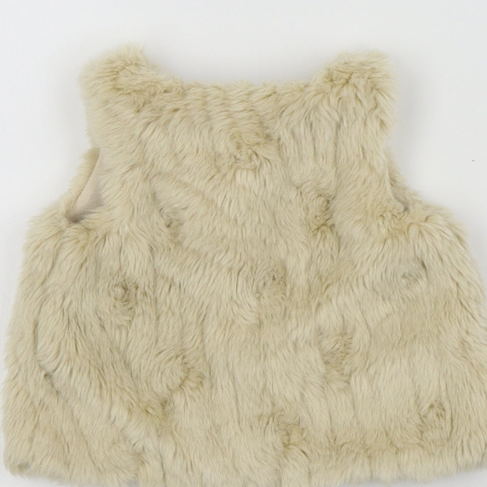 Brand and care label for F&F girls’ beige colourblock basic coat snowsuit, size 36, months