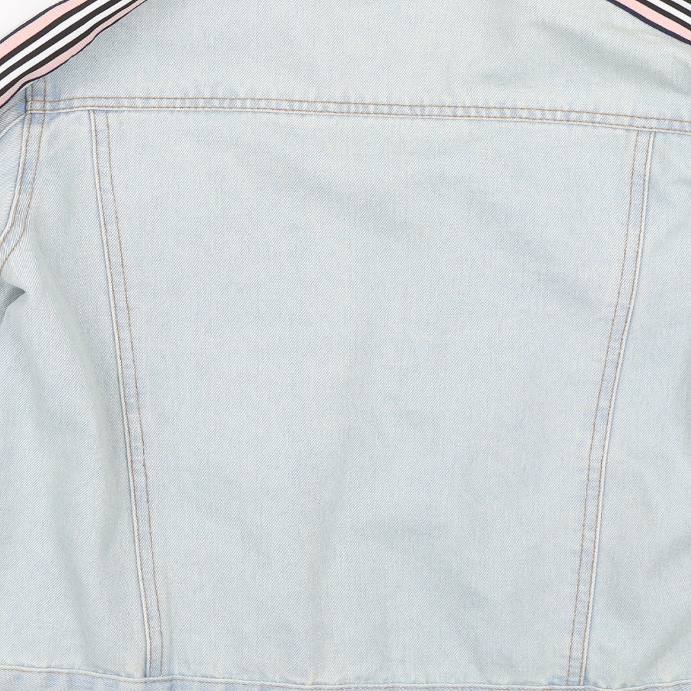 Studio Denim Womens Blue Striped Denim Jacket Size 8