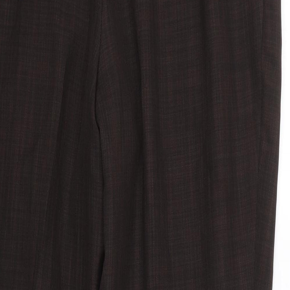 Marks & Spencer Womens Brown Check Trousers Size 12 L24 in