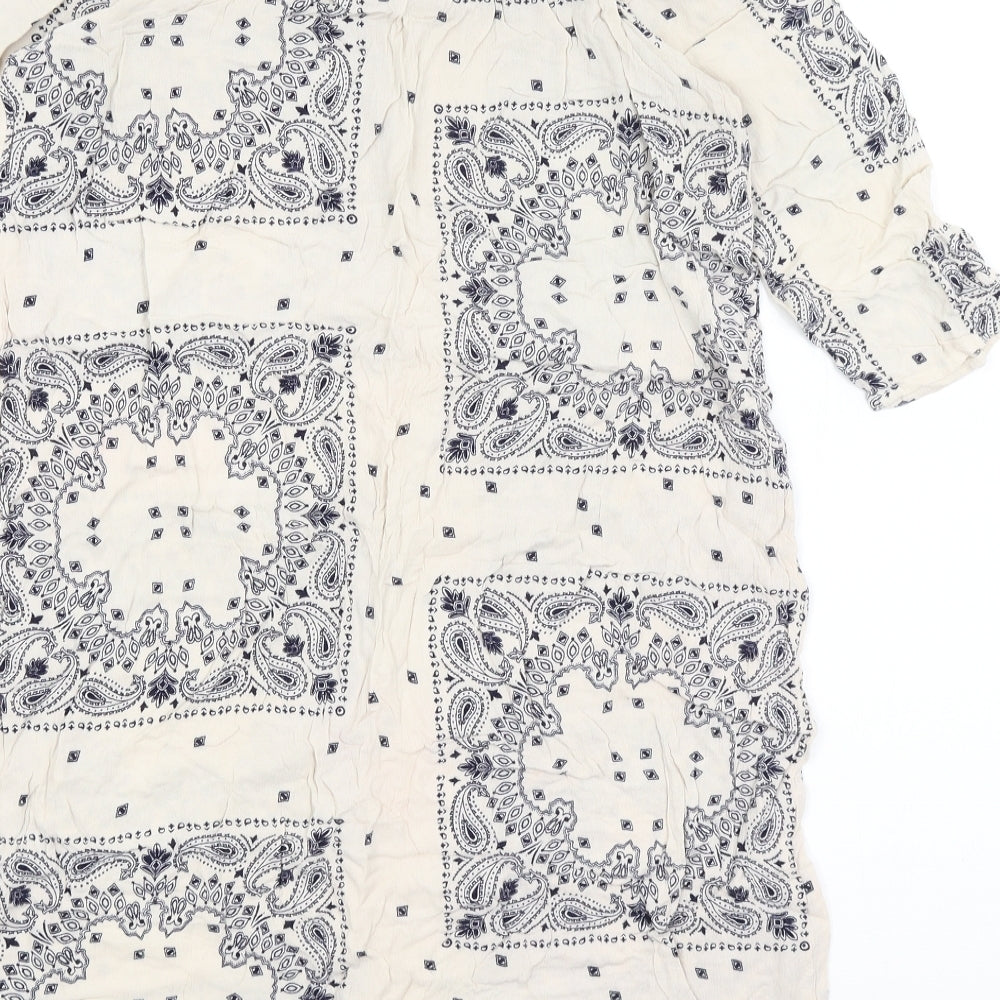 F&F Womens Ivory Paisley Tunic T-Shirt Size 6