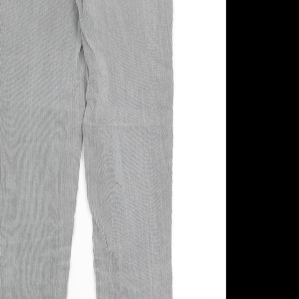 Peacocks Womens Grey Striped Trousers Size 10 L27 in