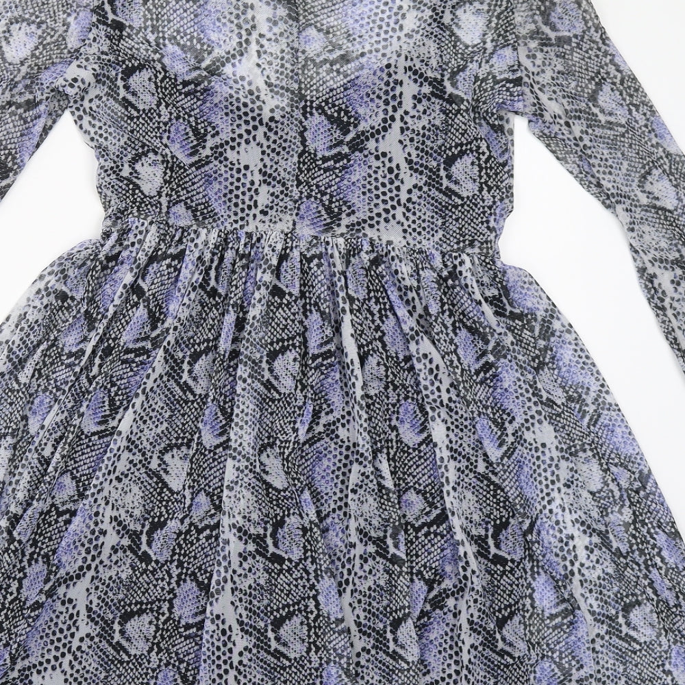 Primark Womens Blue Animal Print Fit & Flare Size 8