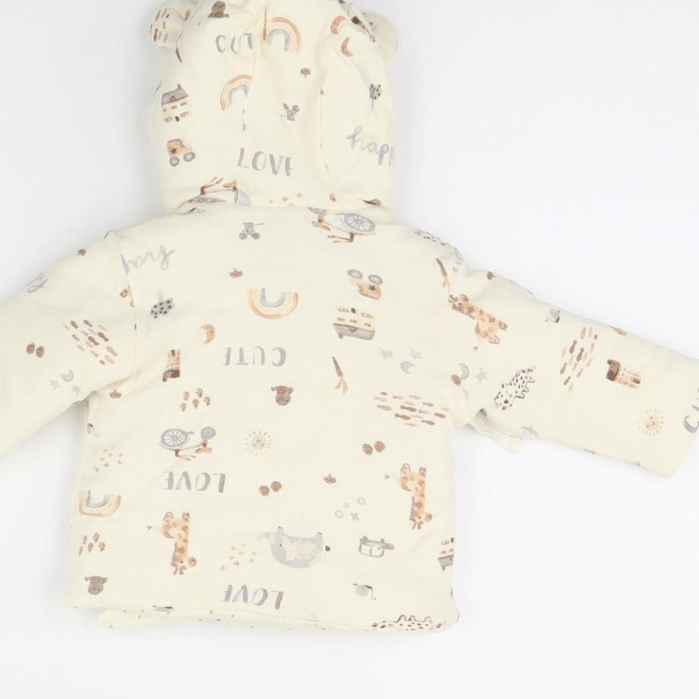 George Girls Ivory Animal Print Jacket Size 3-6 Months - Animal