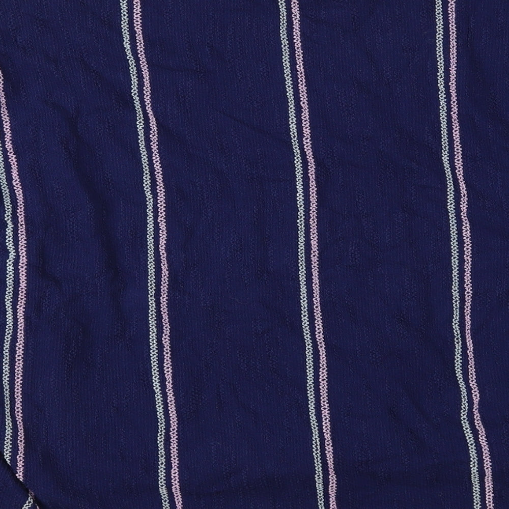 Love Leisure Womens Blue Striped Basic Blouse Size 16