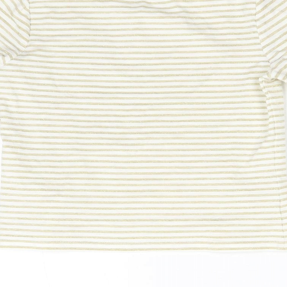 M&Co Girls Gold Striped Basic T-Shirt Size 5-6 Years