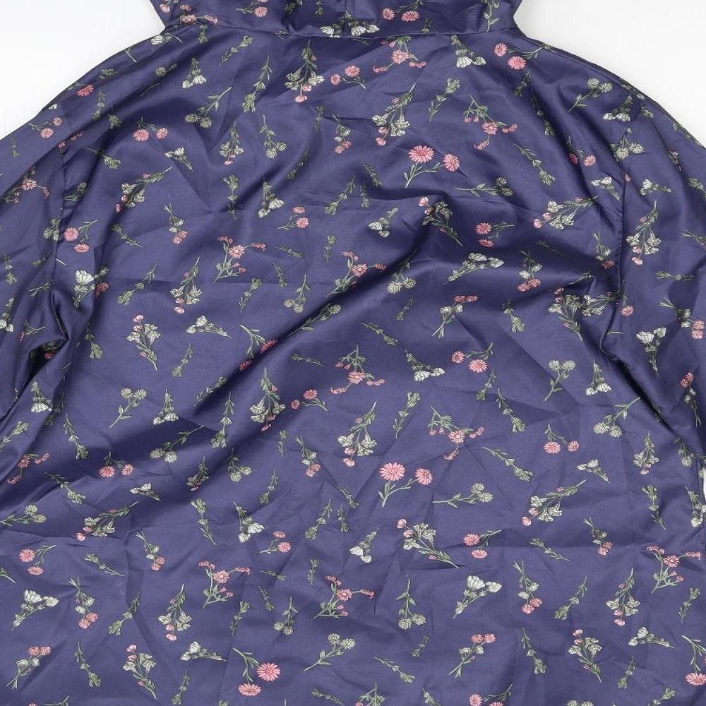 Anne De Lancay Womens Blue Floral Anorak Jacket Size S