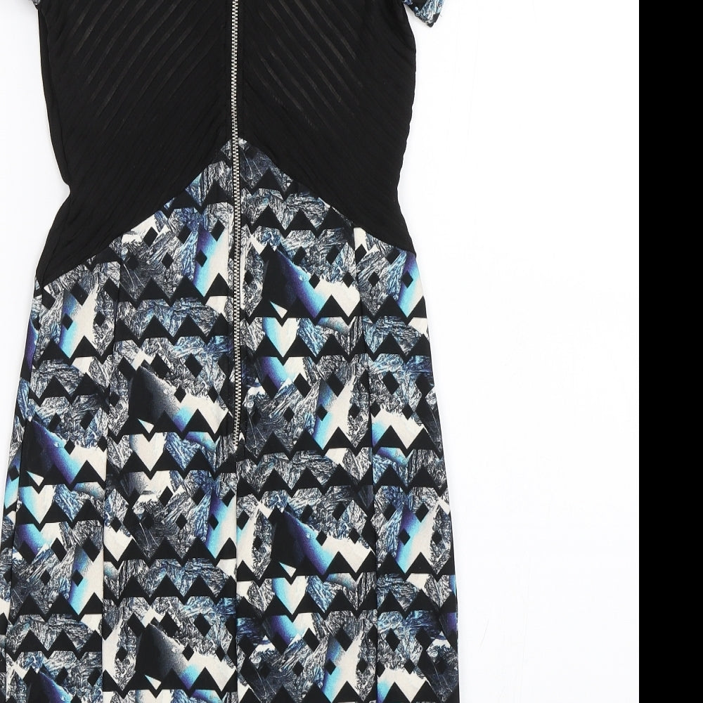 Miss Selfridge Womens Blue Geometric Pencil Dress Size 8