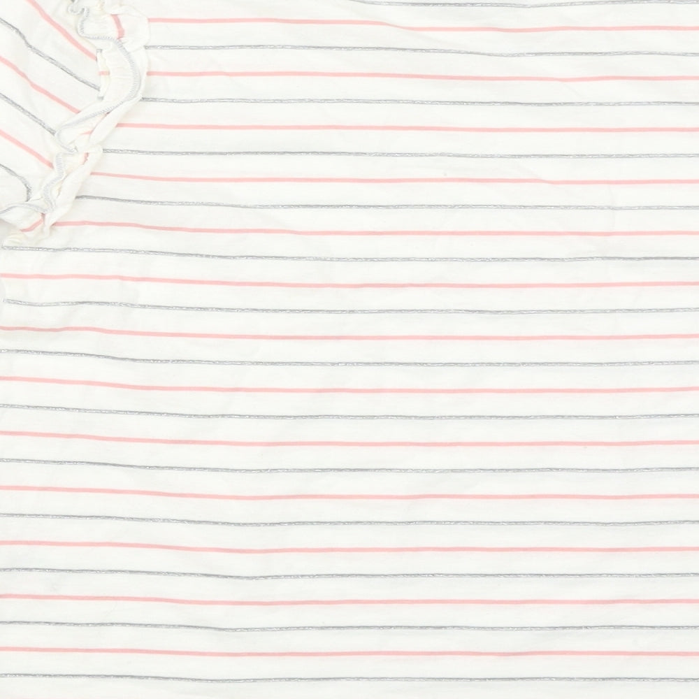 I Love Girlswear Girls White Striped Basic T-Shirt Size 10 Years
