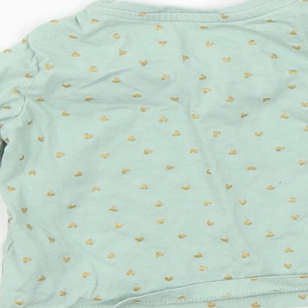 Primark Girls Green Polka Dot Jersey Basic T-Shirt Size 6-9 Months