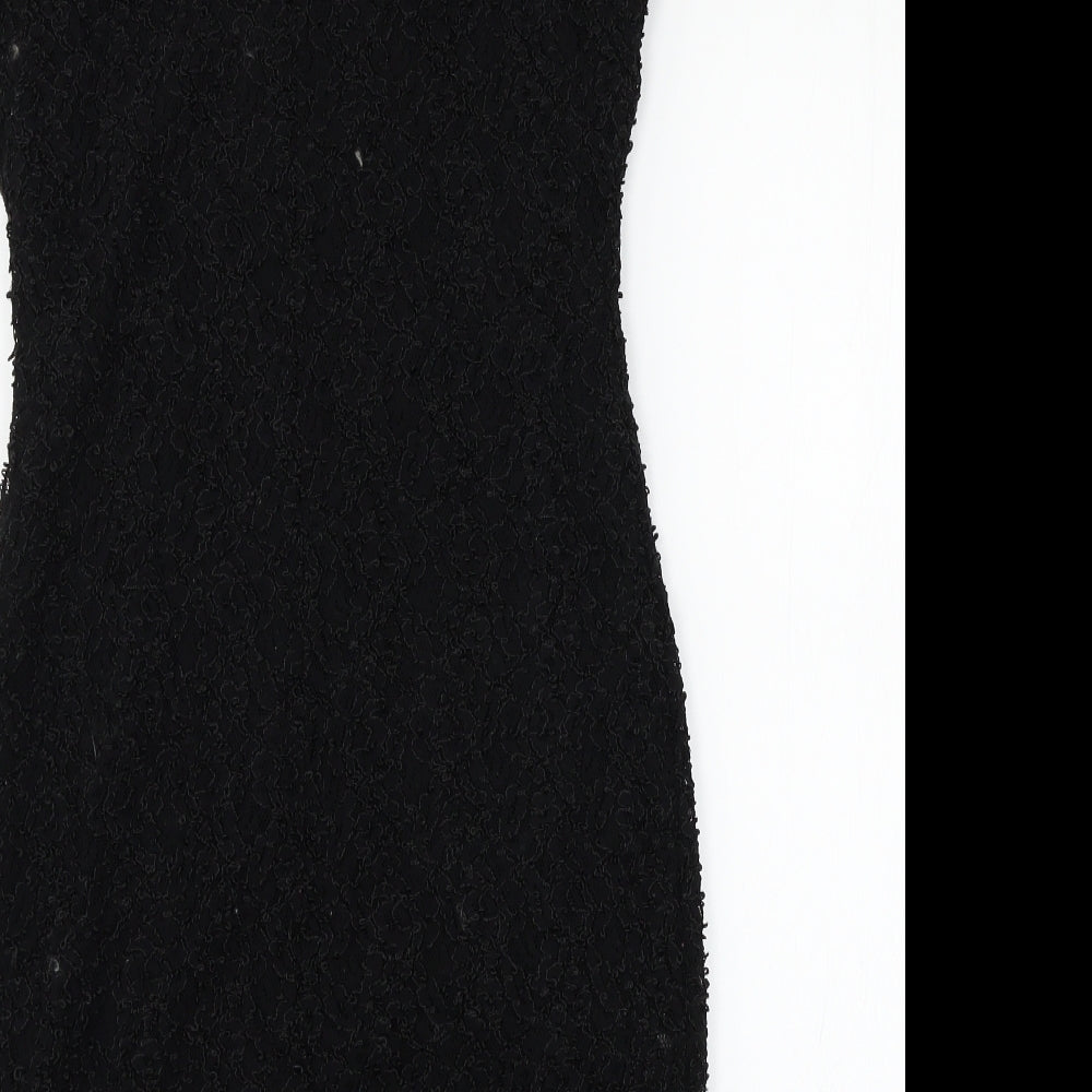 Preworn Womens Black Lace Tank Dress Size 14
