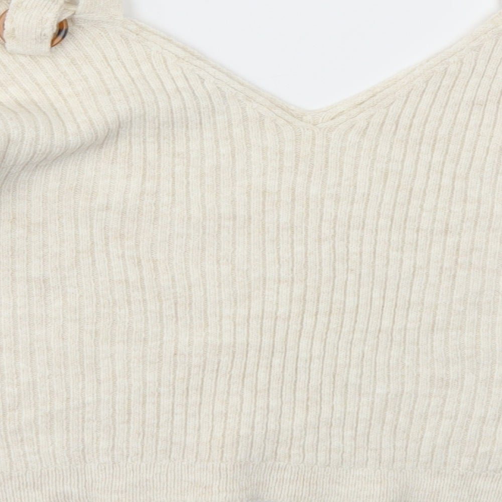 Miss Selfridge Womens Beige Pullover Jumper Size 10