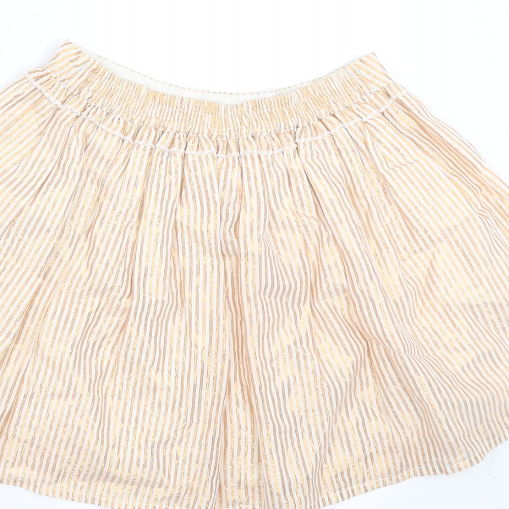NEXT Girls Gold Striped A-Line Skirt Size 7 Years