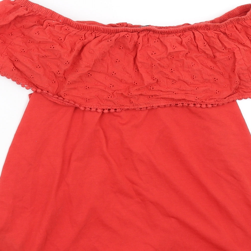 Pep&co Womens Red Basic T-Shirt Size 10