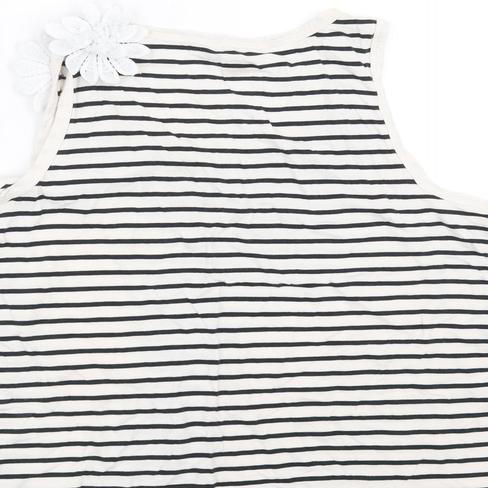 Nutmeg Womens Black Striped Basic Tank Size 16 - floral detail