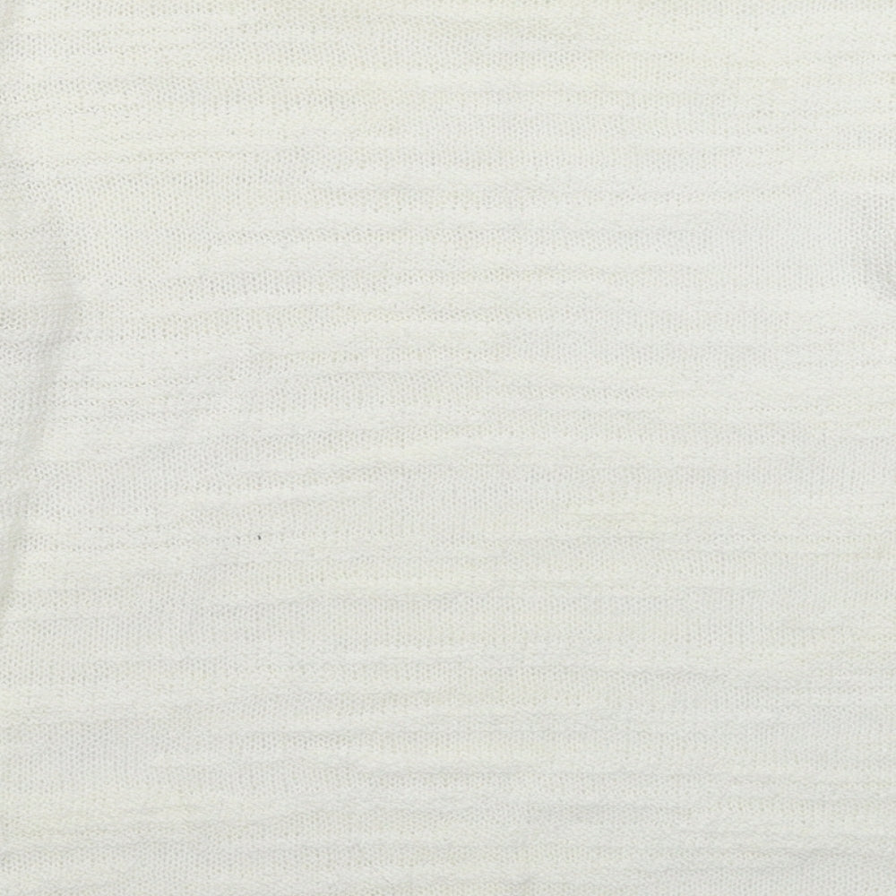 Text Womens White Knit Pullover Jumper Size S