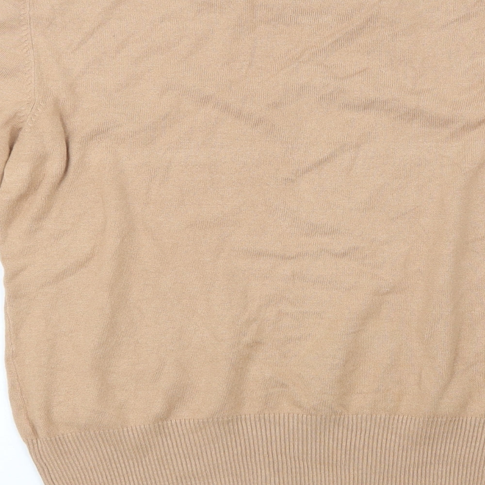 New Look Womens Beige Knit Henley Sweatshirt Size 12