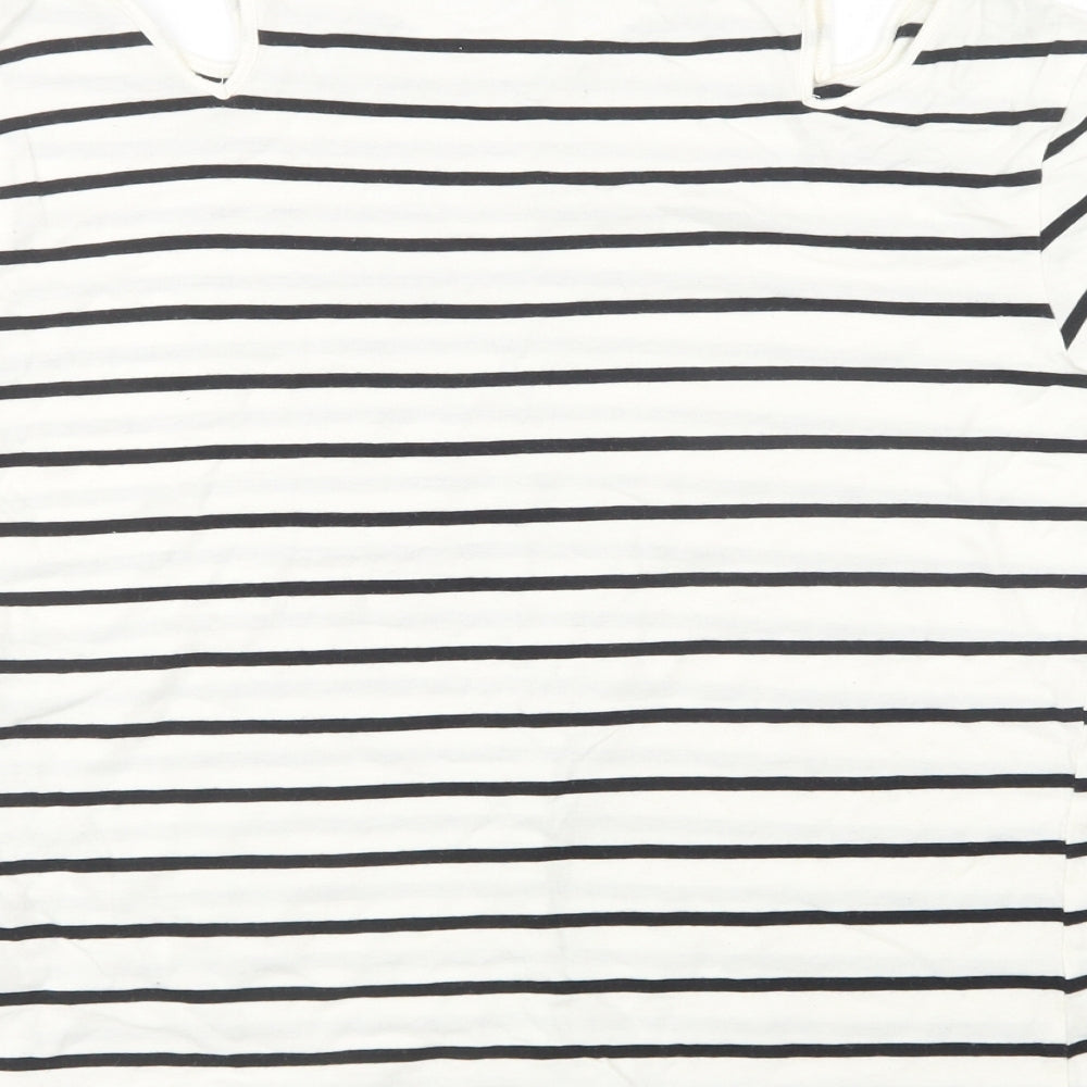 Topshop Womens White Striped Basic T-Shirt Size 10