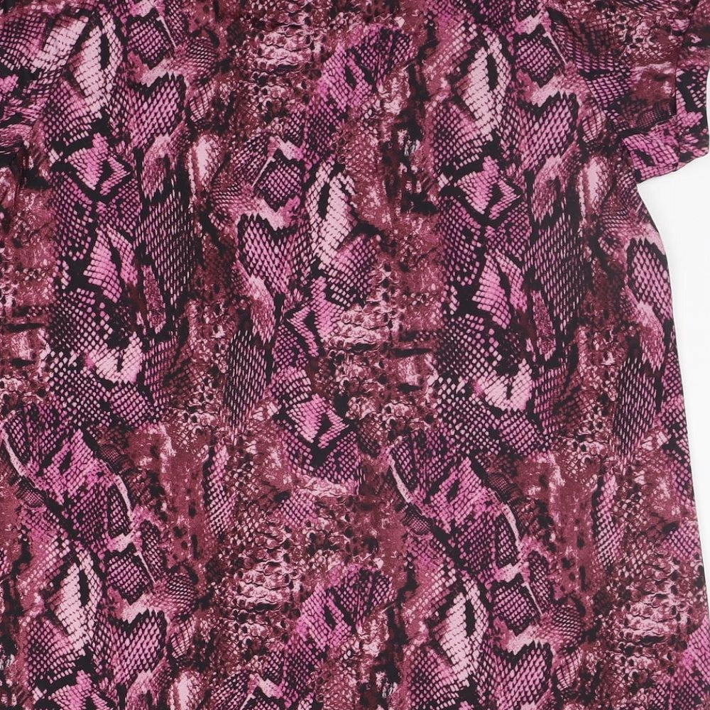 Athletic Works Womens Purple Animal Print Basic T-Shirt Size S