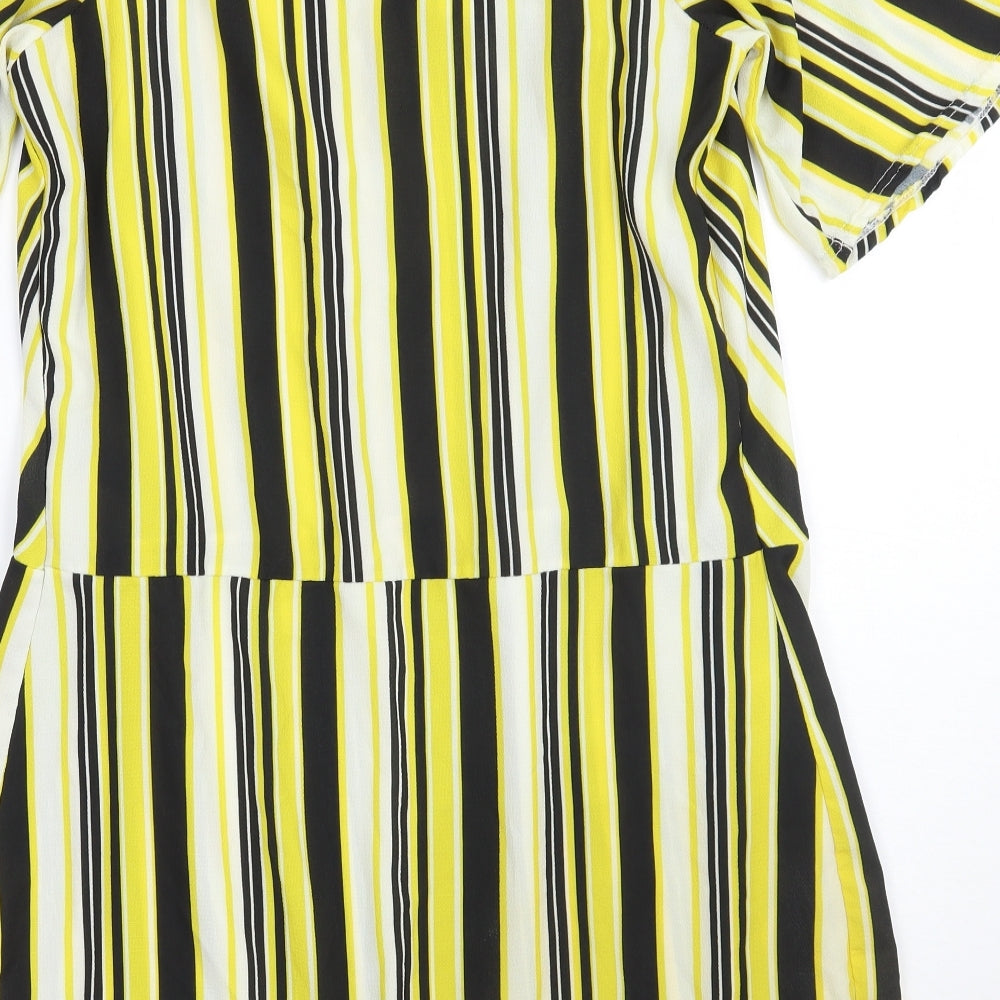 NEXT Womens Yellow Striped A-Line Size 10