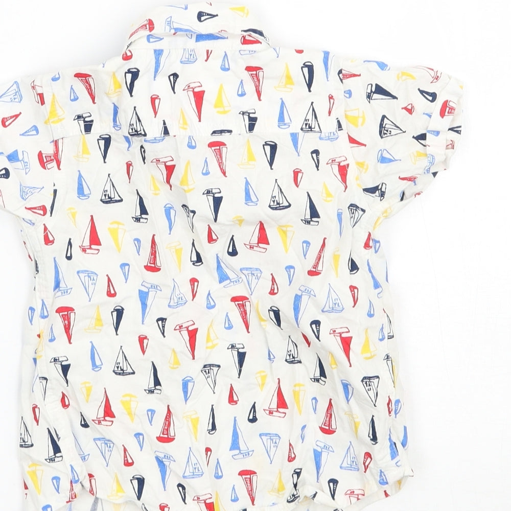 TU Boys White Geometric Basic Button-Up Size 6-9 Months