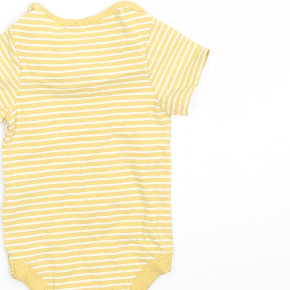 Marks and Spencer Girls Yellow Striped Babygrow One-Piece Size 6-9 Months