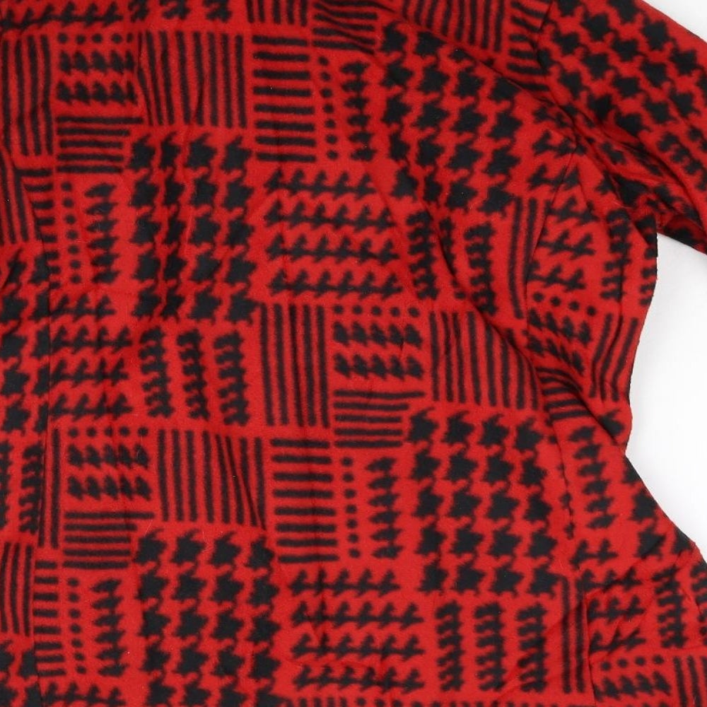 Bob Mackie Womens Red Houndstooth Jacket Size XS