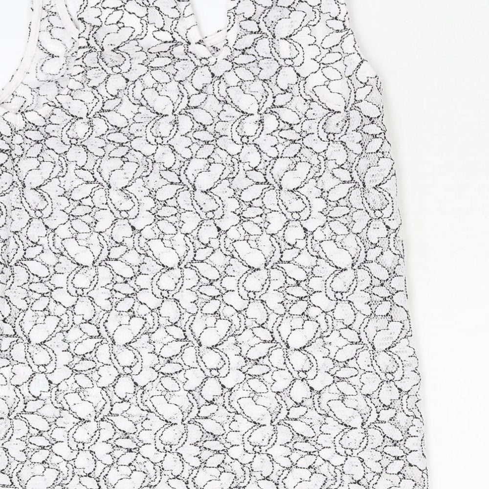 Matalan Womens White Floral Basic Tank Size 10