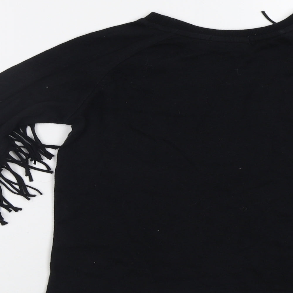 H&M Girls Black Pullover Sweatshirt Size 8-9 Years