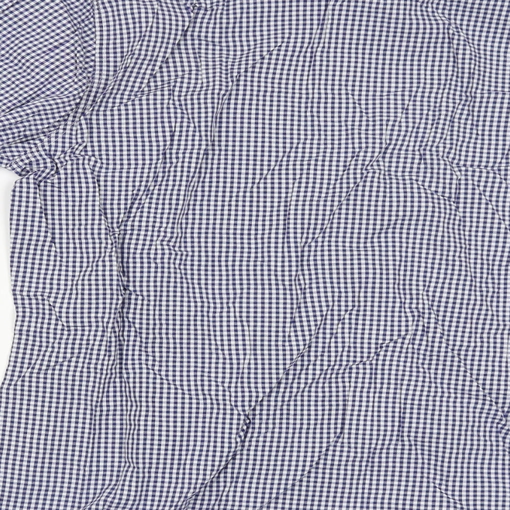 Thomas Hayes Mens Blue Check Button-Up Size L