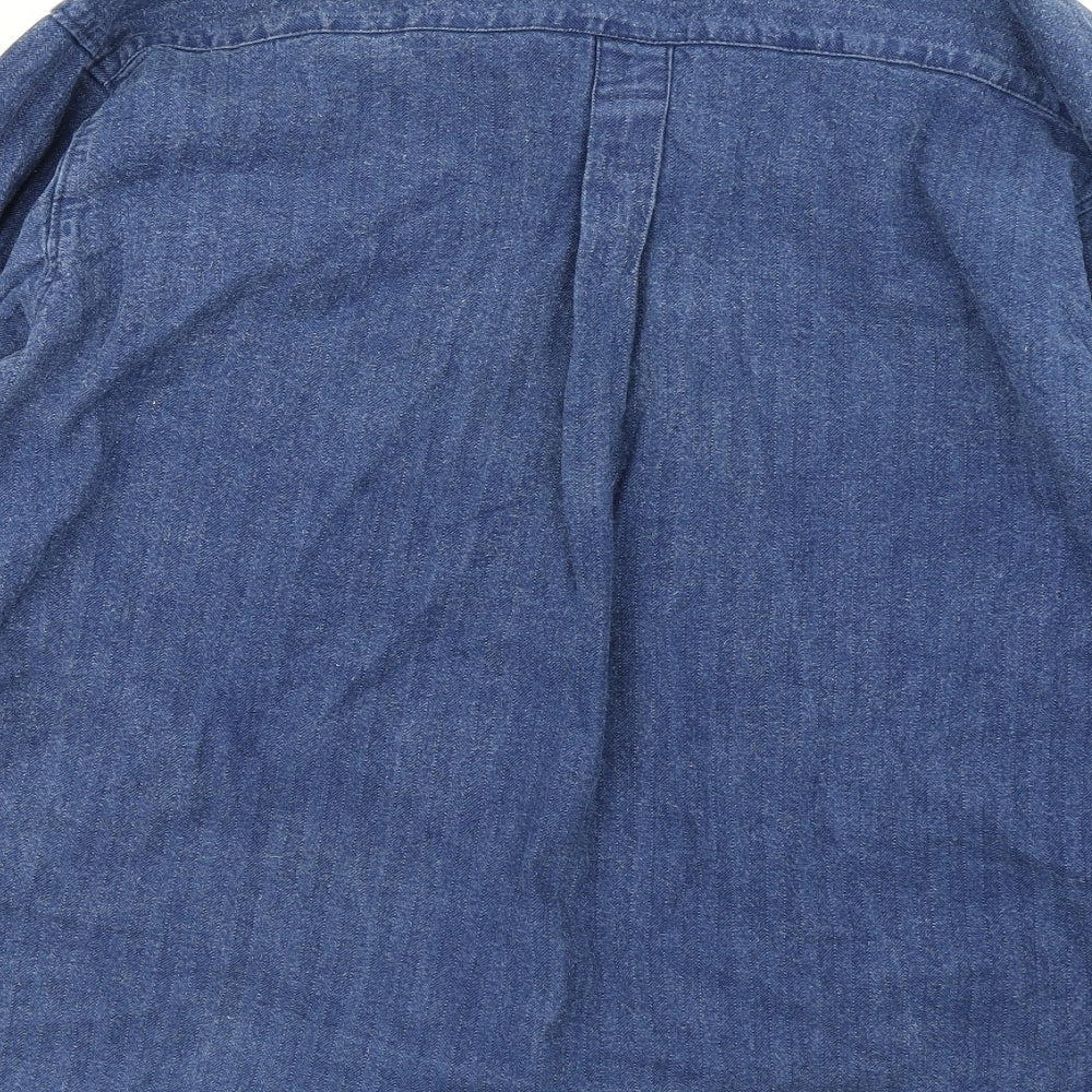 Apt Mens Blue Denim Button-Up Size L