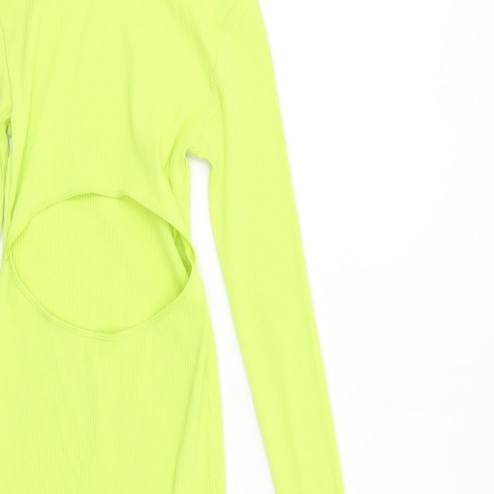 COLLUSION Womens Yellow Bodycon Size 8 - Open Back