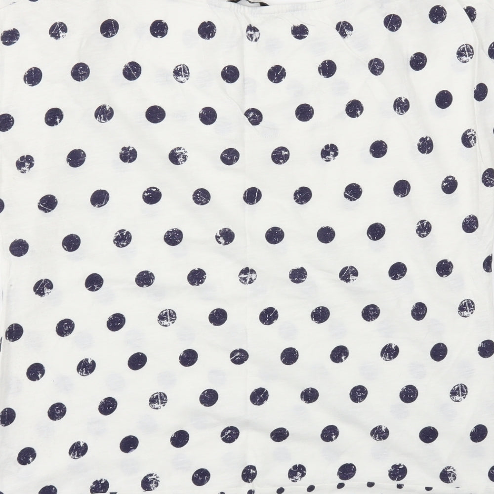 TU Womens Blue Polka Dot Basic T-Shirt Size 10
