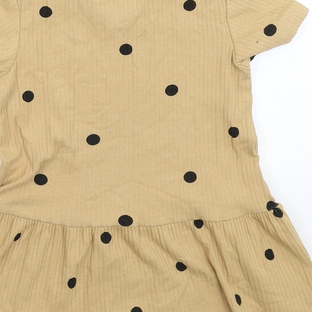 H&M Girls Beige Spotted Fit & Flare Size 9-12 Months