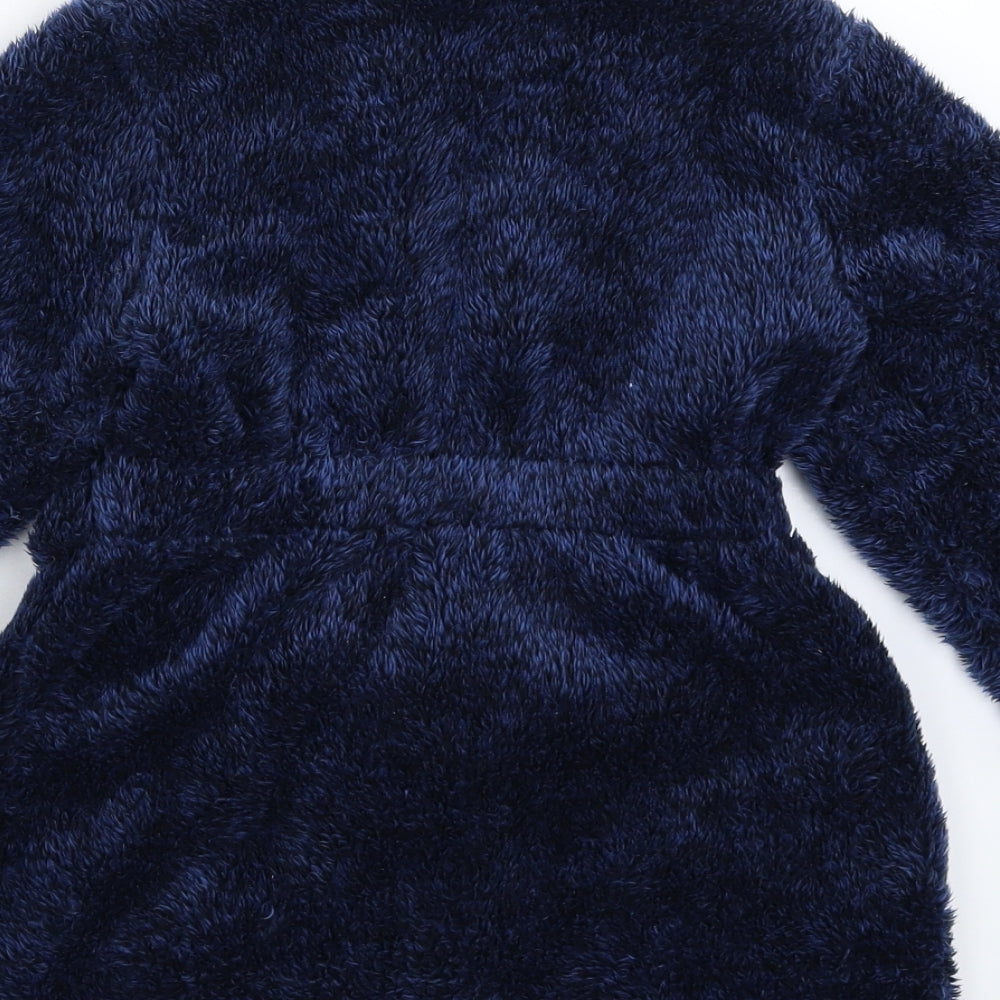 Peacocks Boys Blue Solid Fleece Robe Size 3-4 Years